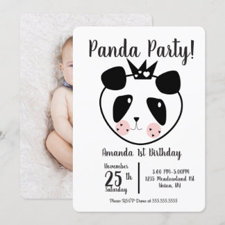 1. Geburtstag Modernes Niedliches Panda Einladung