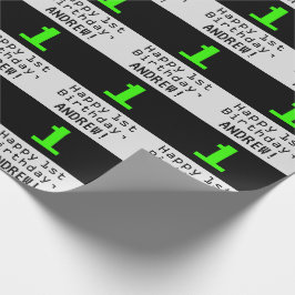 1. Geburtstag - Nerdy / Geeky Style "1" und Name Geschenkpapier