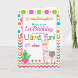 1. Geburtstag Niedlich Llama Fun Großtochter Karte