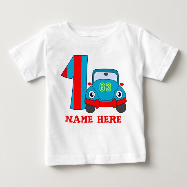 1. Geburtstag, niedliches Auto Baby T-shirt (Vorderseite)