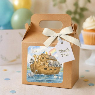 1. Geburtstag Noahs Arche Baby-Tiere Aquarell Quadratischer Aufkleber