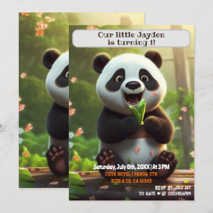 1. Geburtstag Panda Personalisierter Name Alter Ki Einladung