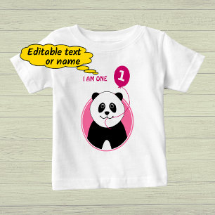 1. Geburtstag Panda rosa Ballon Baby T-shirt