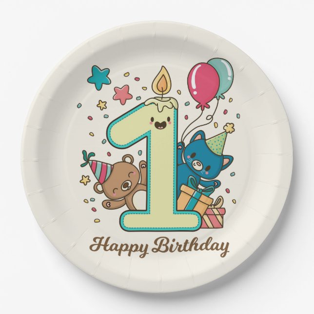 1. Geburtstag Pappteller (Vorderseite)