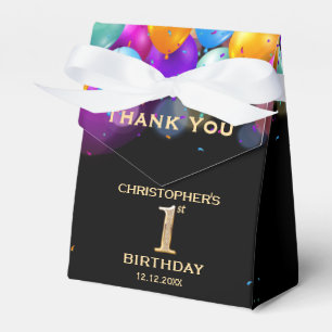 1. Geburtstag Party Black and Gold Balloons Geschenkschachtel