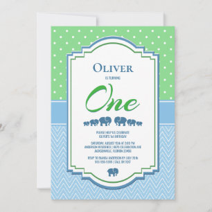 1. Geburtstag Party Blaue Elefanten Einladung