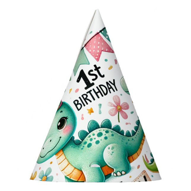 1. Geburtstag Party Dinosaur Junge Kinder Partyhütchen (Links)