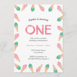 1. Geburtstag Party | Einladung von Eiscreme