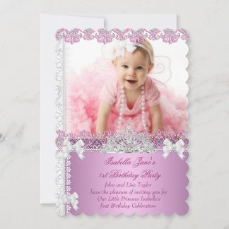 1. Geburtstag Party Girl Princess Pink Foto Erster Einladung