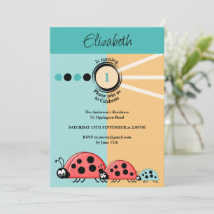 1. Geburtstag Party Ladybugs grün orange feiern Einladung
