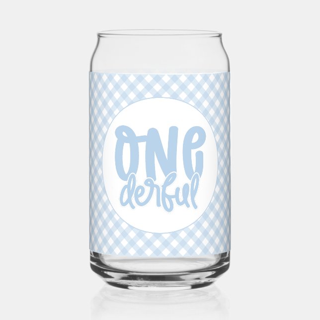 1. Geburtstag Party Niedlich Pastel Blue Onederful Dosenglas (Vorderseite)