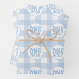 1. Geburtstag Party Niedlich Pastel Blue Onederful Geschenkpapier Set
