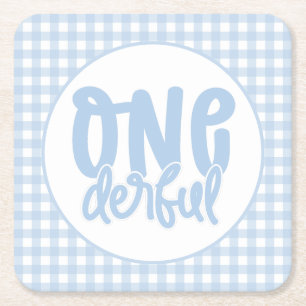 1. Geburtstag Party Niedlich Pastel Blue Onederful Rechteckiger Pappuntersetzer