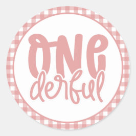 1. Geburtstag Party Niedliche Pastel Pink Onederfu Runder Aufkleber