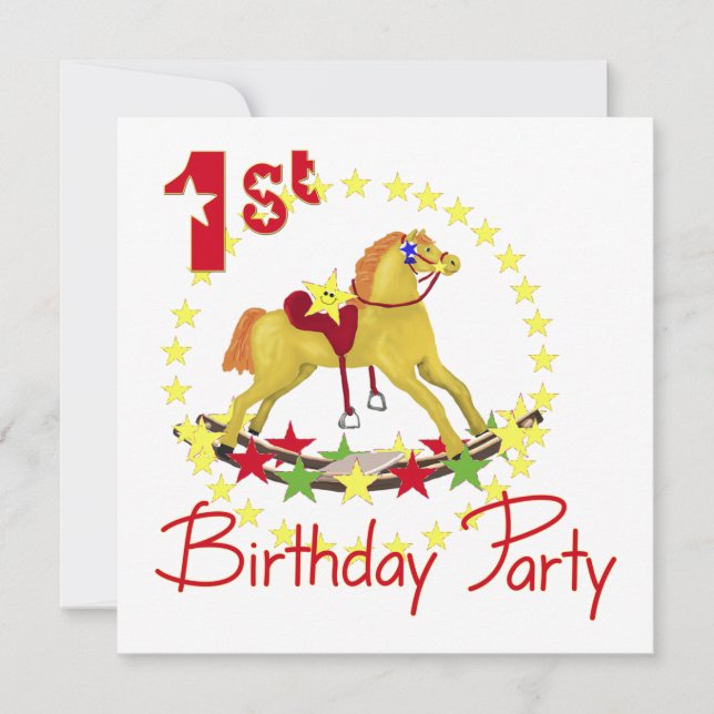 1. Geburtstag Party Rockpferd Einladung (Vorderseite)
