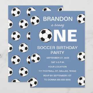 1. Geburtstag Party Soccer Blue Boys Sports Einladung