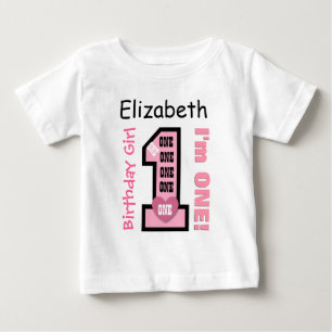 1. Geburtstag Pastel Pink Ein Jahr Individuelle Na Baby T-shirt
