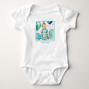 1. Geburtstag Personalisierter Wasserfarbstil Baby Strampler