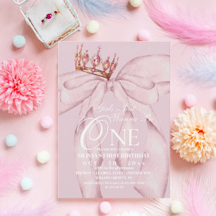 1. Geburtstag Pink Bow Girls Just Wanna Be One Bir Einladung