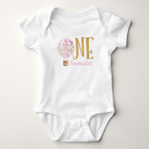 1. Geburtstag Pink Hot Air Ballon Baby Bodysuit Strampler