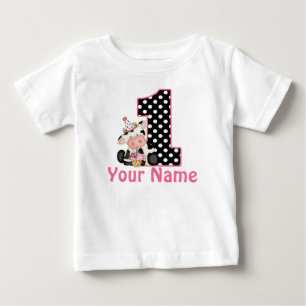 1. Geburtstag Pink Kuh Personalisiertes Shirt