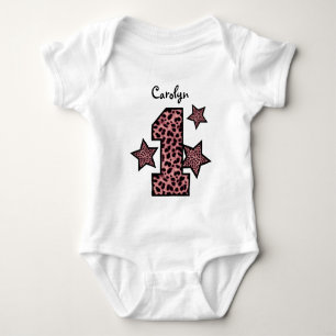 1. Geburtstag PINK Leopard Big Number Stars MIRL Baby Strampler