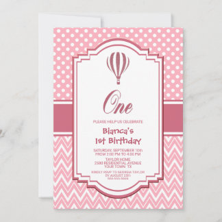 1. Geburtstag Pink Polka Dot Party Einladung