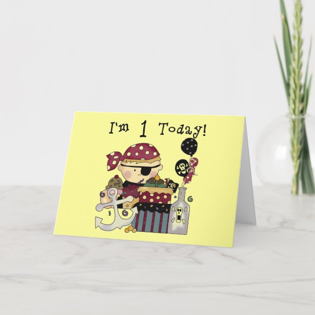 1. Geburtstag Pirate T - Shirt und Geschenke Karte (Vorderseite)