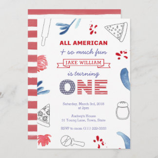 1. Geburtstag Pizza Party für Jungen oder Mädchen Einladung