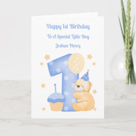 1. Geburtstag Polka Dot Teddy Birthday Boy Card Karte