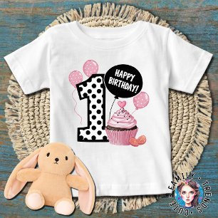 1. Geburtstag Polka Dots Nummer 1 Geburtstag Baby T-shirt