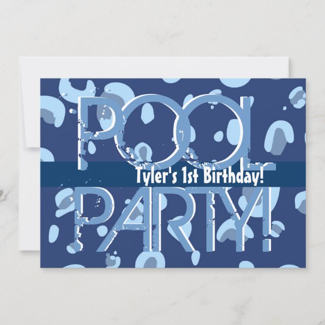 1. Geburtstag Pool Party Blau Weiße Vorlage (Vorderseite)