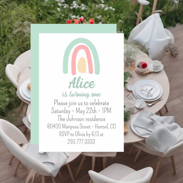 1. Geburtstag: Regenbogengrün Einladung (Von Creator hochgeladen)