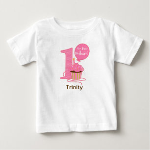 1. Geburtstag Rosa Cupcake Baby T-shirt