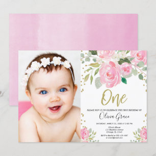 1. Geburtstag Rosa Foto Geburtstag Einladung