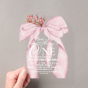 1. Geburtstag Rosa Schleife Mädchen wollen nur ein Acryleinladungen