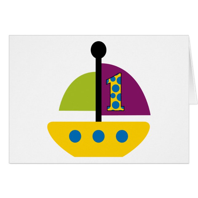 1. Geburtstag Sailboat (Vorderseite (Horizontal))