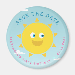 1. Geburtstag Save The Date Kürbis Pink und Gold Magnet