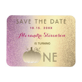 1. Geburtstag Save the Date Rosa und Goldpumpen Magnet