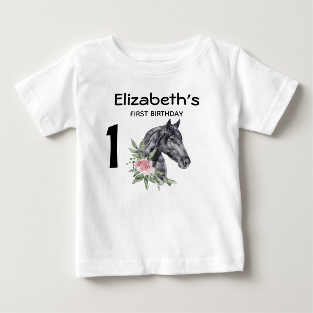 1. Geburtstag Schönes Pferdekopf Portrait Baby T-shirt (Vorderseite)
