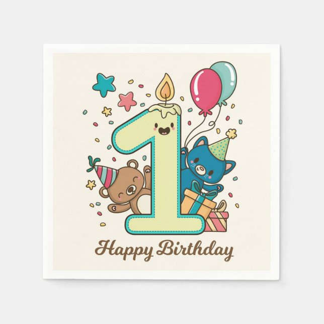 1. Geburtstag Serviette (Vorderseite)