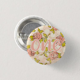 1. Geburtstag Shabby Chic Rose Hütte Floral Baby Button