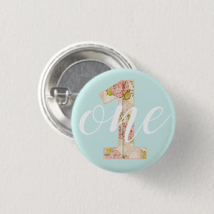 1. Geburtstag Shabby Chic Rosen Cottage Blumen Bab Button