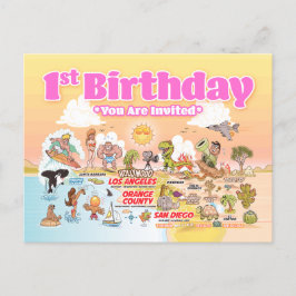 1. Geburtstag SoCal Ankündigungspostkarte