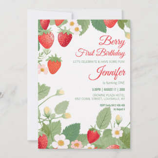 1. Geburtstag Strawberry Thema Berry Erster Geburt Einladung