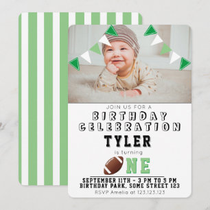 1. Geburtstag Süße American Football Kinder Foto Einladung
