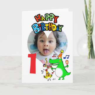 1. Geburtstag Süße Tierparty-Foto Karte