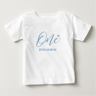 1. Geburtstag   Süßes blaues Herz & Ones-Baby-Shir Baby T-shirt