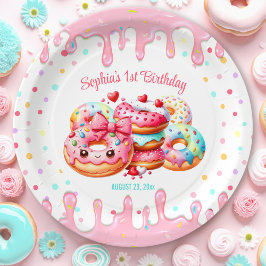 1. Geburtstag Sweet One Niedlich Donut Pink Girl Pappteller