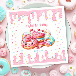 1. Geburtstag Sweet One Niedlich Donut Pink Girl Serviette